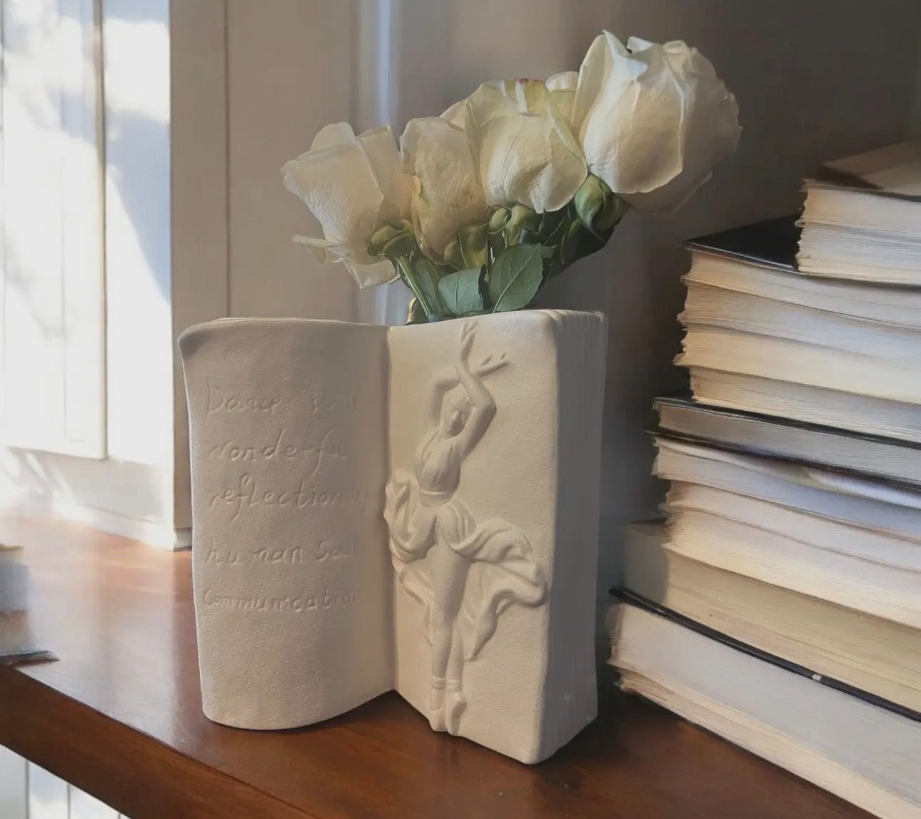 Ballerina Open Book Floral Vase
