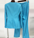 Minda Teal Rose Detail Blazer and Pant