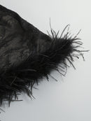 Sachi Strapless Lace Corset Draped Feather Trim Mini Dress with Matching Gloves