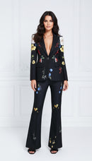 Finley Black Floral Blazer and Pant Suit