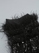 Paloma Black Strapless Sequin Feather Midi Dress