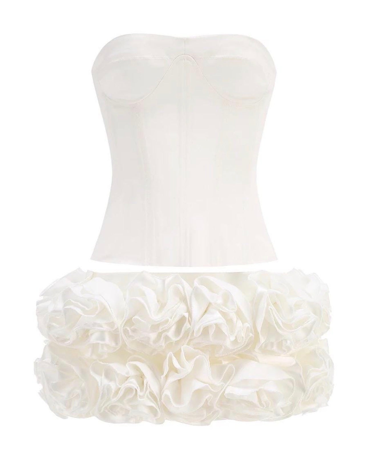 Mariah Lace Up Corset Floral Ruffle Mini Skirt Set