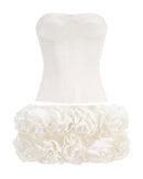 Mariah Lace Up Corset Floral Ruffle Mini Skirt Set