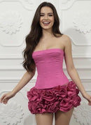Mariah Lace Up Corset Floral Ruffle Mini Skirt Set