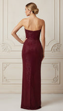 Nola Burgundy Strapless Crystal Embellished Maxi Dress