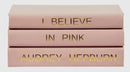Pink Stack of Leather Books with Audrey Hepburn Quote