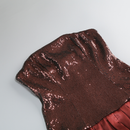 Marley Burgundy Brown Strapless Sequin Bodice Satin Ruffle Skirt Mini Dress