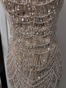 Shia Strapless Pearl Beaded Mini Dress with Detachable Sleeves