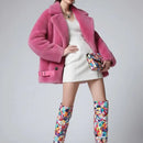 McVay Pink Oversized Shearling Pea Coat