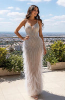 Anika Bead and Feather Embellished Gown