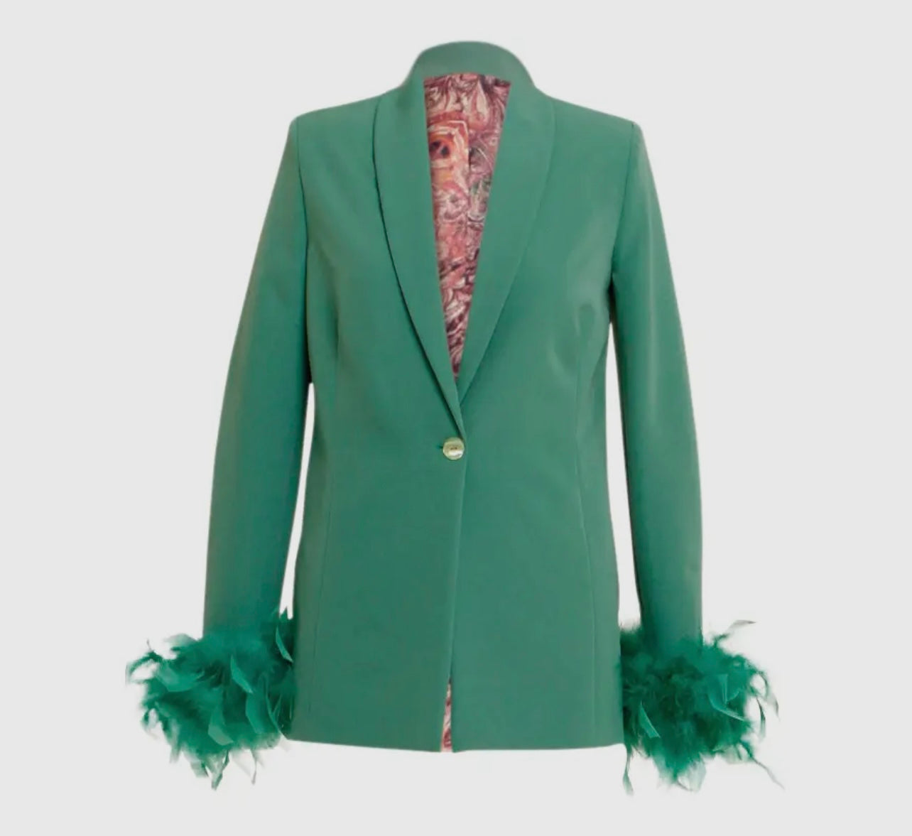 Alessia Crepe Feather Trim Blazer Pant Suit