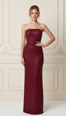 Nola Burgundy Strapless Crystal Embellished Maxi Dress