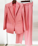 Lita Salmon Rhinestone Pinstripe Blazer and Pant Set