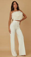 Minda Faux Fur Crop Top and Pant Set