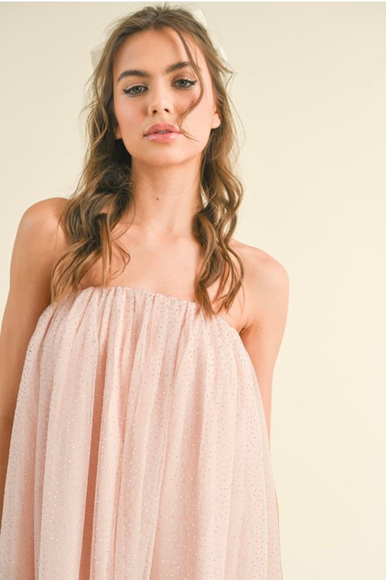 Cali Strapless Embellished Tulle Trapeze Mini Dress