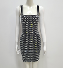 Jalina Black and Silver Crystal Embellished Sleevless Mini Dress