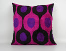 Handmade Pink, Purple, Black Ikat Silk/Velvet Pillowcase 20"x20"