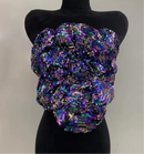 Martina Sequin 3D Flower Tube Crop Top