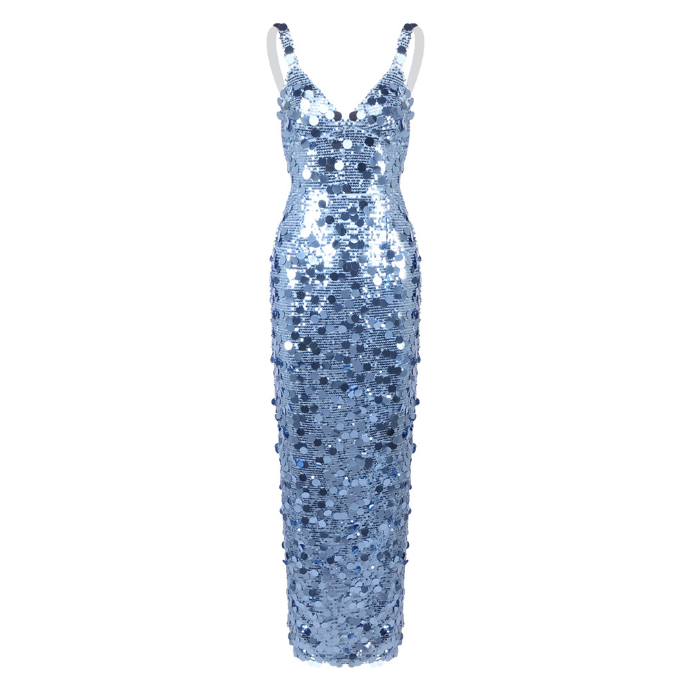 Mirella Ice Blue Sequin Maxi Dress