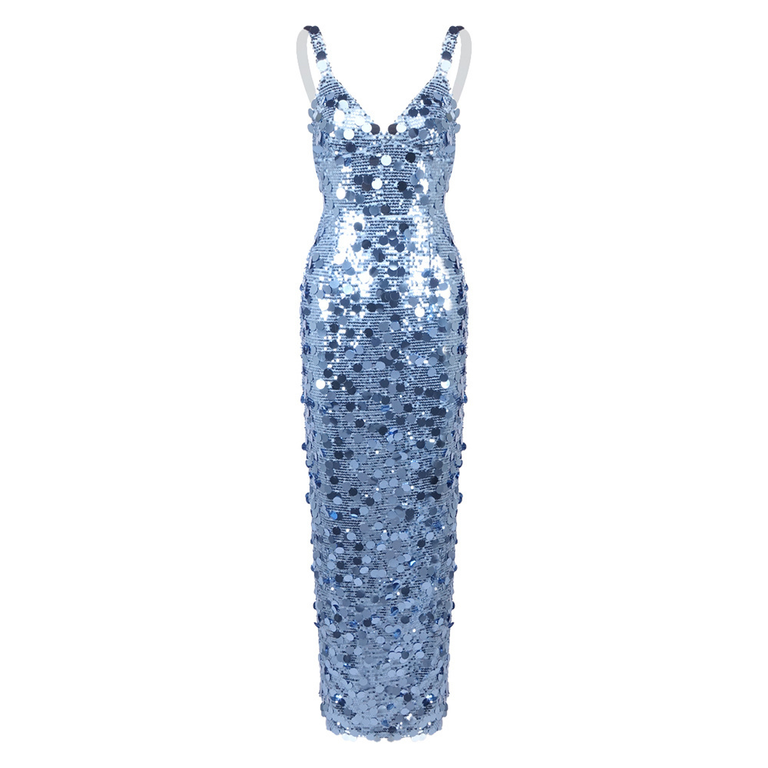 Mirella Ice Blue Sequin Maxi Dress