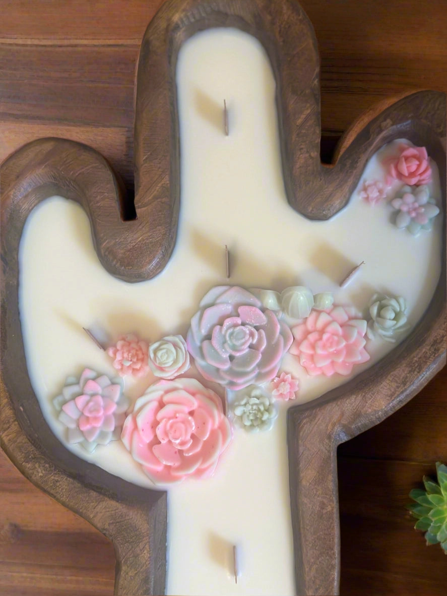 Colorful What the Succulent Cactus Dough Bowl Candle