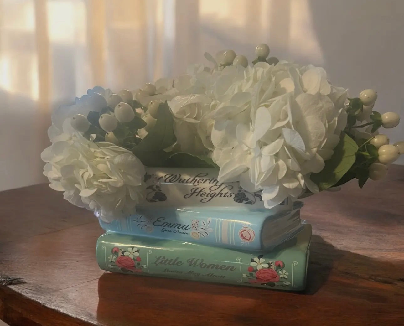 Jane Austen Stacked Book Collection Floral Vase