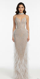 Anika Bead and Feather Embellished Gown