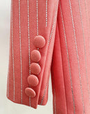 Lita Salmon Rhinestone Pinstripe Blazer and Pant Set