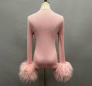 Kennedy Knit Sweater with Detachable Mongolian Fur Cuffs