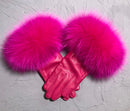 Fur Trimmed Leather Gloves