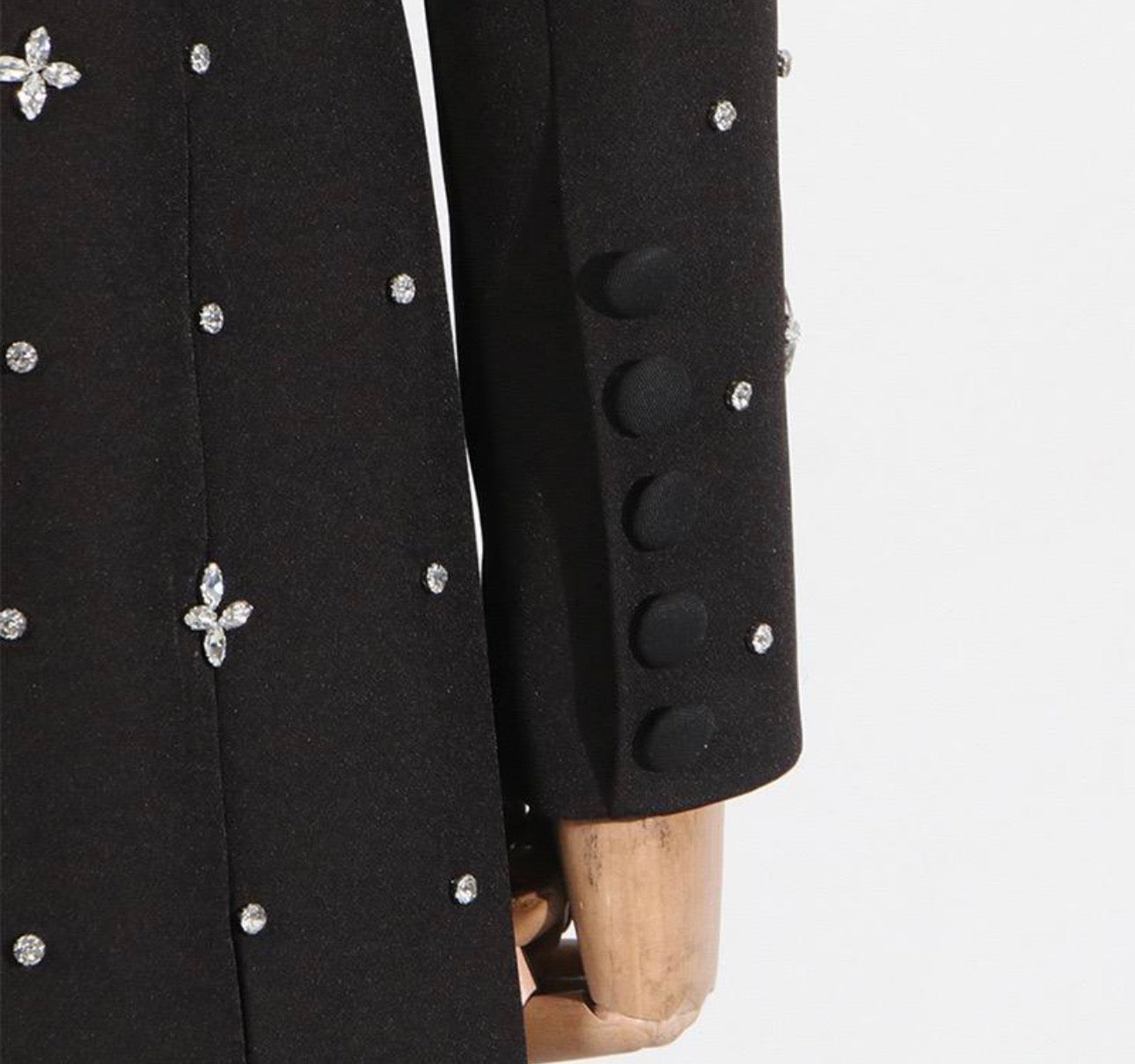 Nyla Black Rhinestone Embellished Blazer Dress
