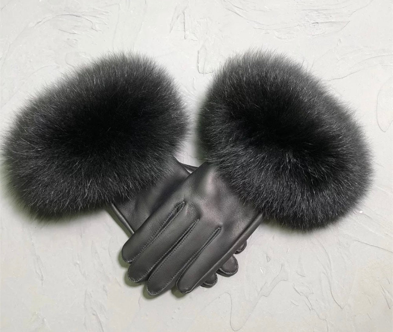 Fur Trimmed Leather Gloves