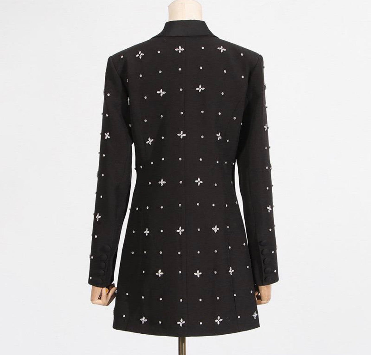 Nyla Black Rhinestone Embellished Blazer Dress