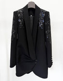 Davi Sequin Pattern Embellished Asymmetrical Front Blazer Dress