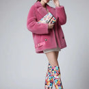 McVay Pink Oversized Shearling Pea Coat