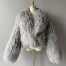 Shaya Mongolian Fur Fluffy Collar Waist Length Coat