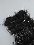 Paloma Black Strapless Sequin Feather Midi Dress