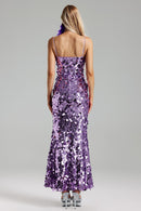 Fiera Sleeveless Purple Large Sequin Maxi Dress