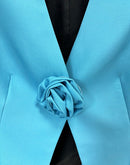 Minda Teal Rose Detail Blazer and Pant