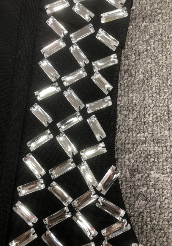 Rella Black Sleeveless One Shoulder Side Crystal Embellished Hi Low Dress