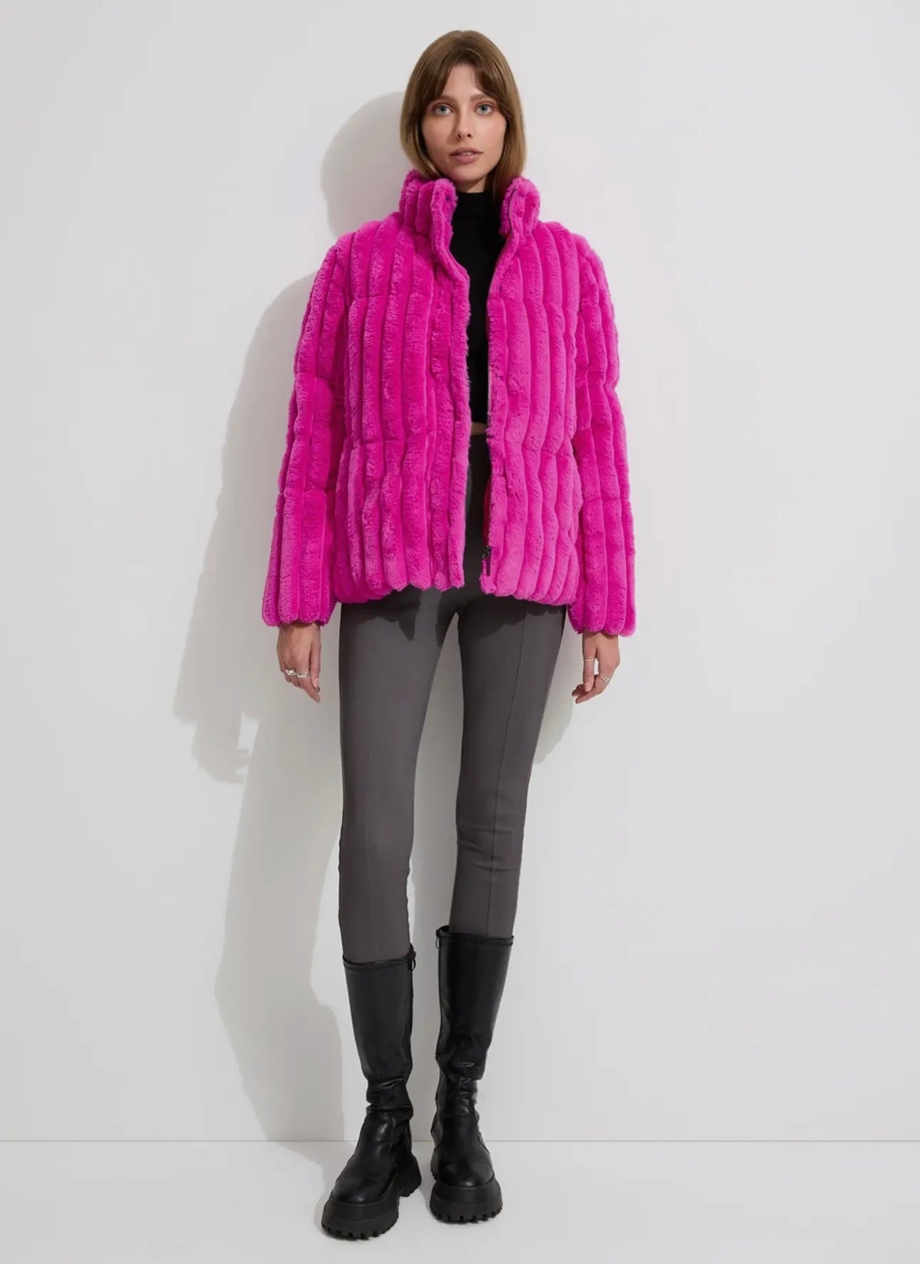 Saquoia Fuchsia Faux Fur Puffer Jacket