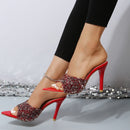 Madelyn Sequin Point Toe Kitten Heel Sandals