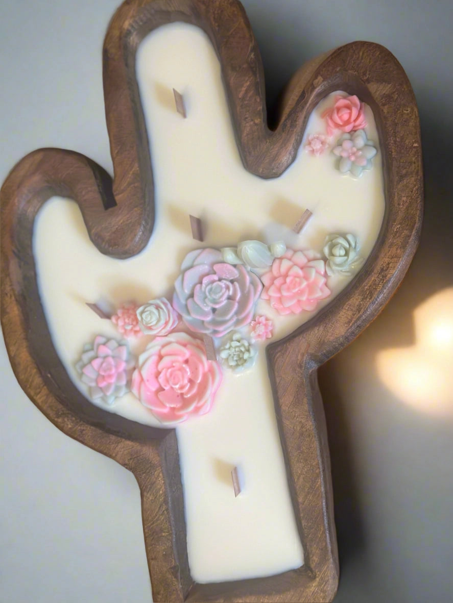 Colorful What the Succulent Cactus Dough Bowl Candle