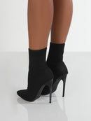 Sock Pointed Toe Stiletto Booties