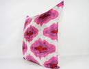 Handmade Pink, Purple, White Ikat Silk/Velvet Pillowcase 24"x24"