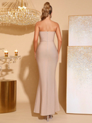 Tansy Strapless Sweetheart Neck Rhinestone Embellished Bodice Bandage Mermaid Maxi Dress