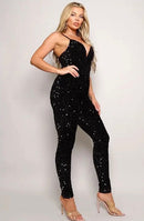 Chayne Velvet Sequin Sweetheart Neck Jumpsuit