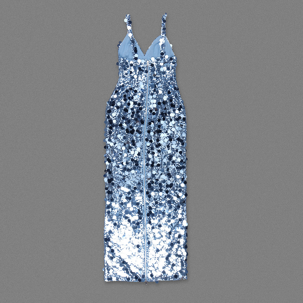 Mirella Ice Blue Sequin Maxi Dress