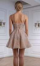 Daisha Pearl Beaded A Line Mini Dress