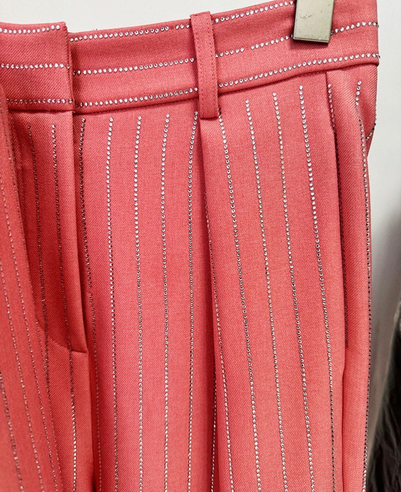 Lita Salmon Rhinestone Pinstripe Blazer and Pant Set